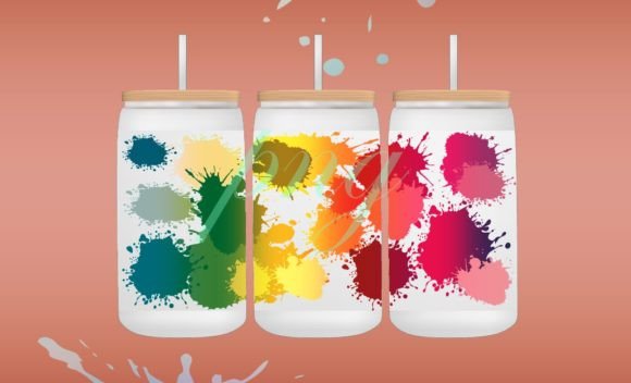 Colorful Glass Can Splatter Png 16oz