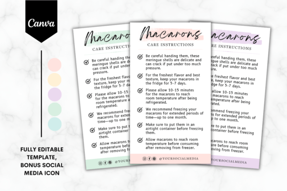 Custom Macaron Care Card Template Mini 1: Elevating Your Pastry Brand