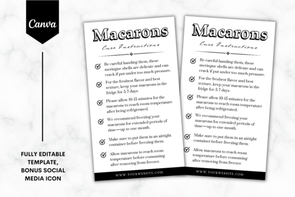 Custom Macaron Care Card Template Mini 2