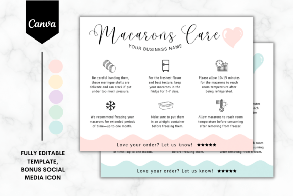 Custom Macarons Care Card Template 1