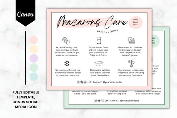 Custom Macarons Care Card Template 2: Elevate Your Bakery's Professional Image