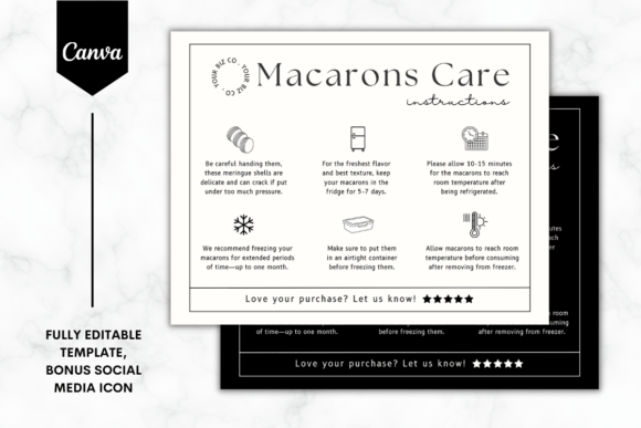 Elevate Your Bakery with the Custom Macaron Care Template Minimalist