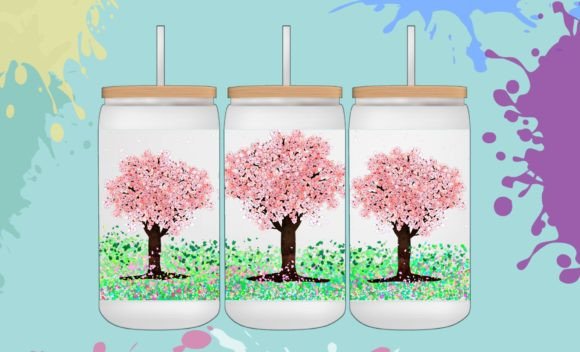 Pink Flower Wrap Png 16oz Libbey Glass