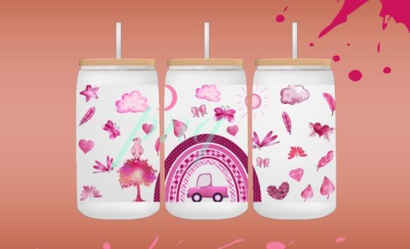 Pink Glass Can Cute Png 16oz Libbey Can