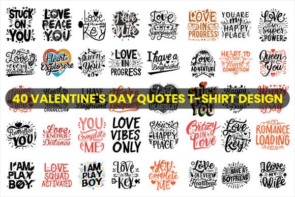 Valentines Quotes T-shirt Design Bundle